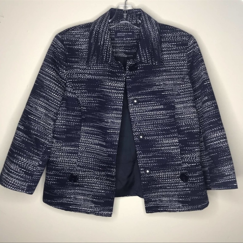Jones New York Suit Set Jacket Skirt Blue Size 8